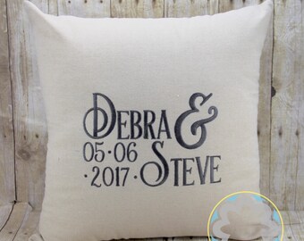 Embroidered Wedding Pillow, Wedding Gift, Anniversary Gift, Engagement Gift, Mr. And Mrs. Pillow