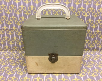 Gray White Silver Vinyl Record storage box 7" 45RPM case tote Columbia Record Company