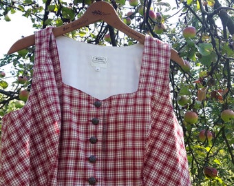 Vintage Dirndl Dress Red Checkered No. 42