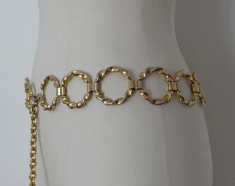 1970s gold metal chain BELT //vintage golden metal belt