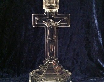 Beautiful STAINED GLASS CRUCIFIX Very Large