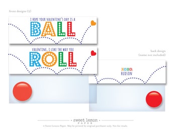 Bouncy Ball Valentine Labels, Valentines, Valentine Bag Topper, Classroom Valentine Printable