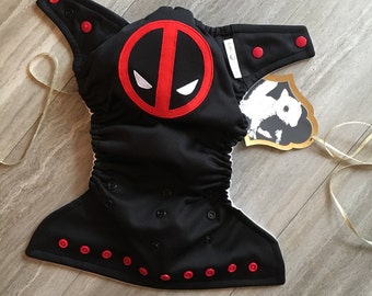 Deadpool / Superhero / Baby Cloth Diaper Cover or Pocket Diaper (One Size)