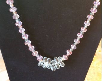 Pink Crystal and Prehnite Necklace