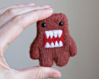 Domo-kun - Felted brooch - Unusual handmade brooch - Anime