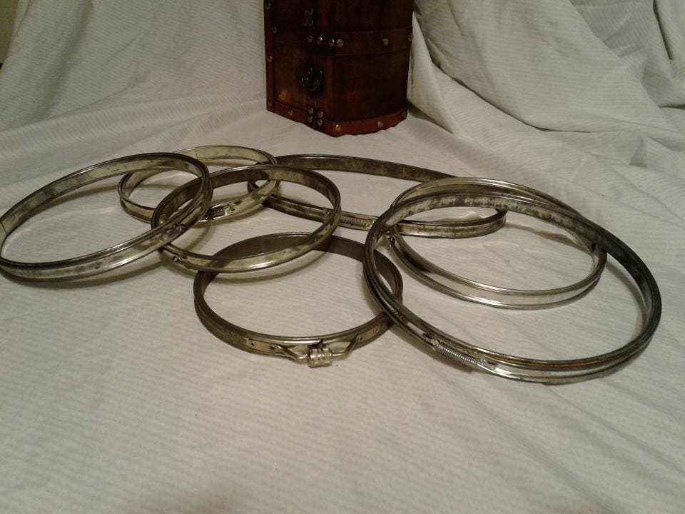 vintage metal embroidery hoops set of 7 one Adjusto one