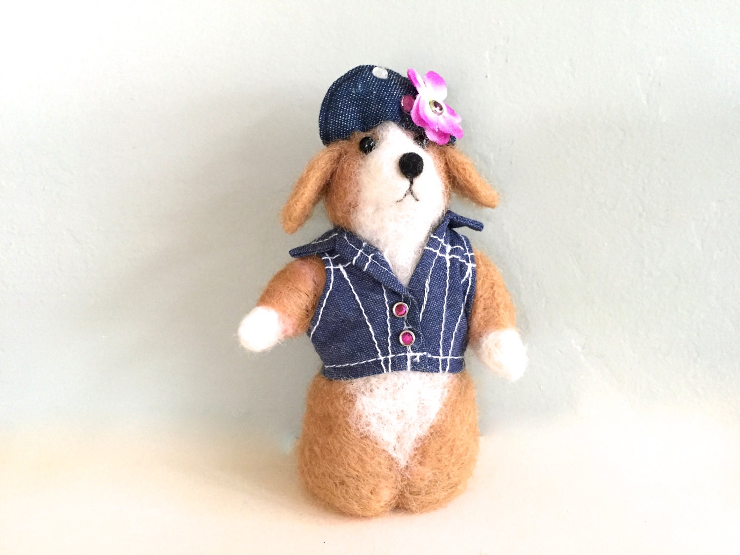 Needle felted golden retriever puppy ornament yellow lab