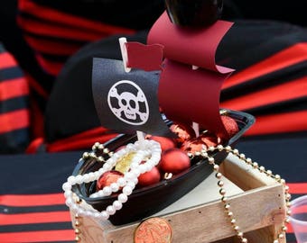 Pirate Ship - Pirate Centerpiece - Pirate Boat - Pirate Theme Party - Pirate Table Decoration - Pirate Party - Pirate Ship Favor - 10ct.