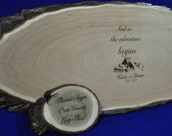 Guest Book ~ Wedding Guest Book ~ Wood Slab ~ Tree Slice ~ Guest Book Alternative ~ Mountain Theme Wedding ~ Weddings ~ Signing Boards ~ USA
