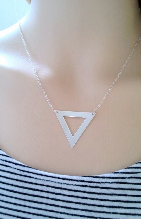 sterling silver large triangle necklace large by AllDanae on Etsy