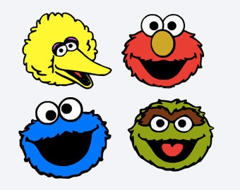 SVG, sesame street characters, elmo, big bird, cookie monster, oscar, cut file, printable, cricut, silhouette, instant download