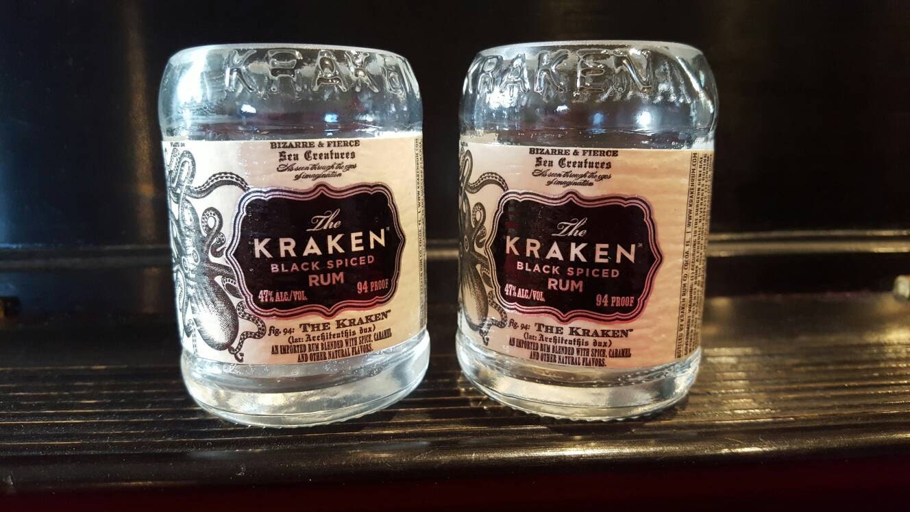 Kraken black spiced rum shot glasses. Set of 2