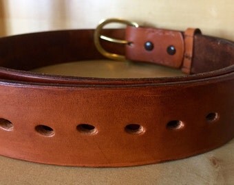 Leather belt, coyote belt, brown belt, tan belt, stamped belt