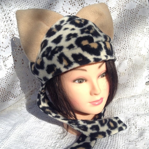 Leopard Cat Hat Cheetah Hat Cat Beanie Fleece Cat Hat Teen