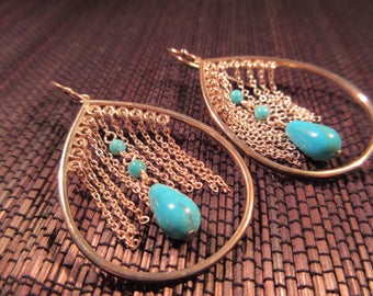 Tribal Sterling Silver Turquoise Earrings