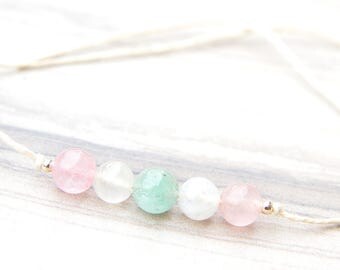 Wish Bracelet - Fertility Bracelet - Hemp Bracelet - Trying To Conceive - IVF - Aquamarine Bracelet - Moonstone Bracelet - Rose Quartz