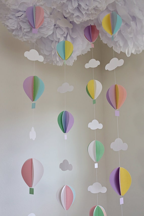 Hot air balloon garland Balloon garland 3D balloons Pastel