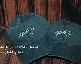 alpha phi gamma, Sorority hats, Embroidered Adams Hat, Monogrammed Hat, Fraternity Hats, Distressed Hat, Personalized Hat, Custom Hat,