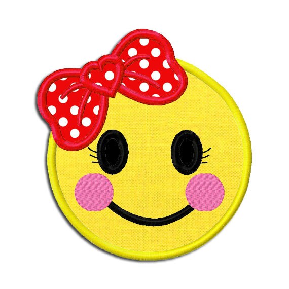 Emoji girl smile embroidery applique design dst exp hus Emoji girl smile embroidery applique design dst exp hus