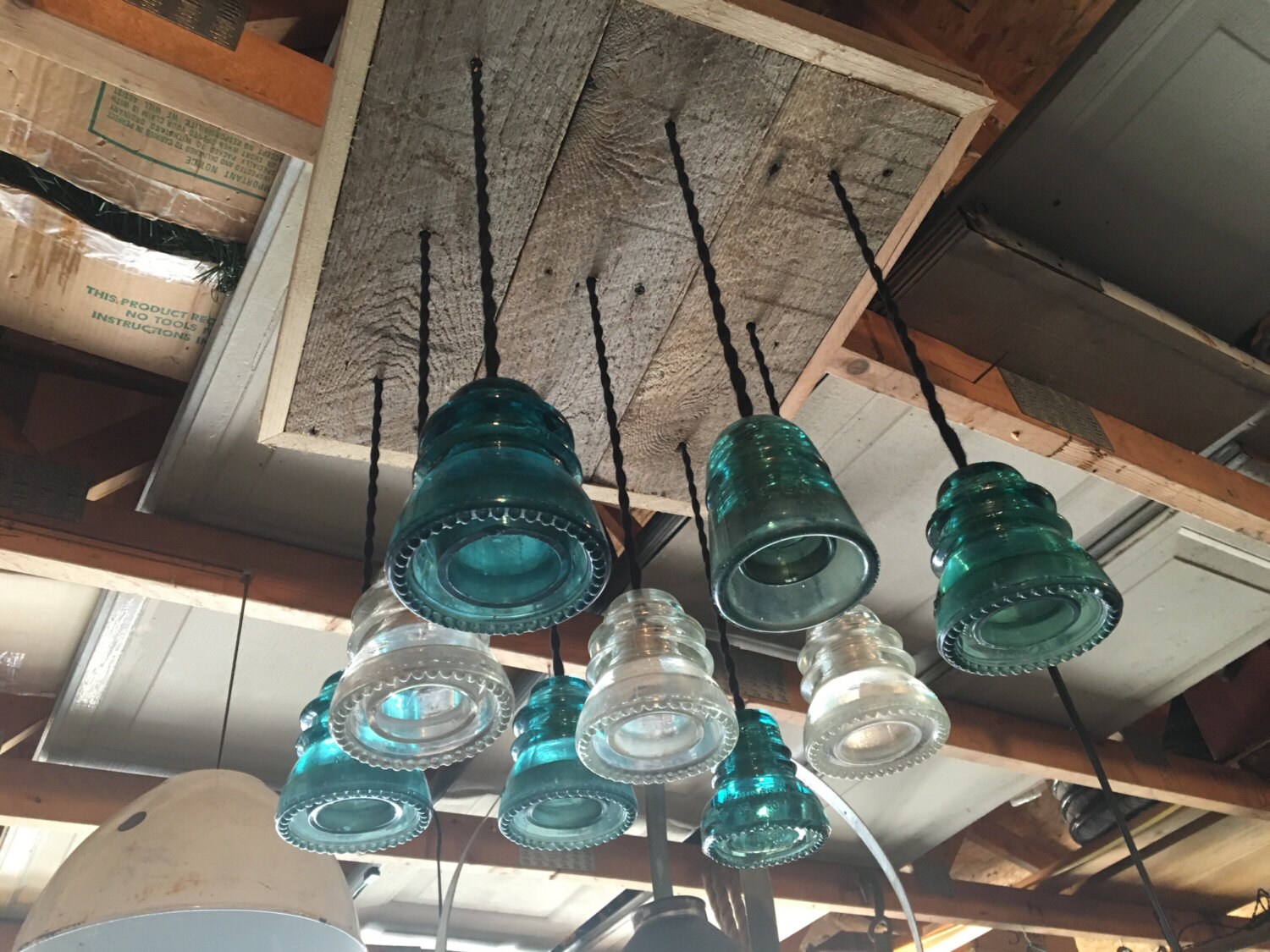 Antique glass insulator chandelier