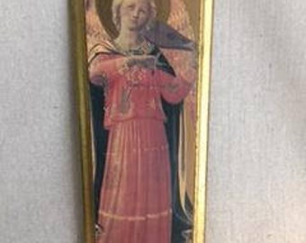 Vintage plaque, Italian Florentine gold gilt wood plaque, Italian religious plaque, Italian wall art, Made in Italy wall art,
