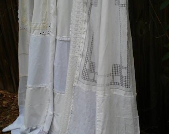 Shabby Chic Shower Curtain/Vintage embroidery/Vintage Placemats/Vintage Napkins/ Vintage Cutwork Embroidery/Cottage Chic