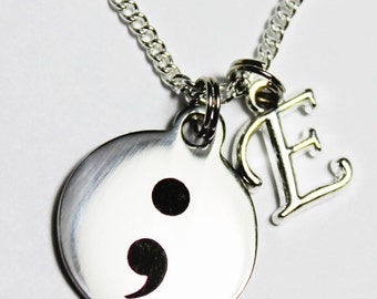 SEMICOLON NECKLACE. Project Semicolon. Semicolon Project. My Story Isn't Over. Initial. Initial Necklace. Personalized Necklace.