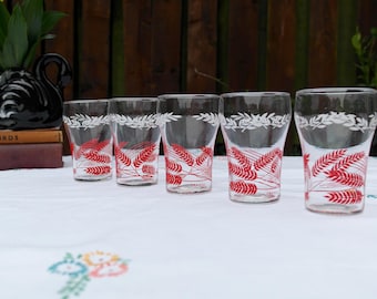 1960s Cocktail Glasses / Wheatsheaf Pattern / Retro Glass Tumblers / Festive Glassware / Retro Barware Set
