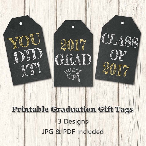 printable graduation gift tags class of 2017 by