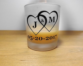 Wedding favor decals, wine glasses, jar candle decal, wedding heart decal, bridal decals, customized wedding decals (Sets of 10)