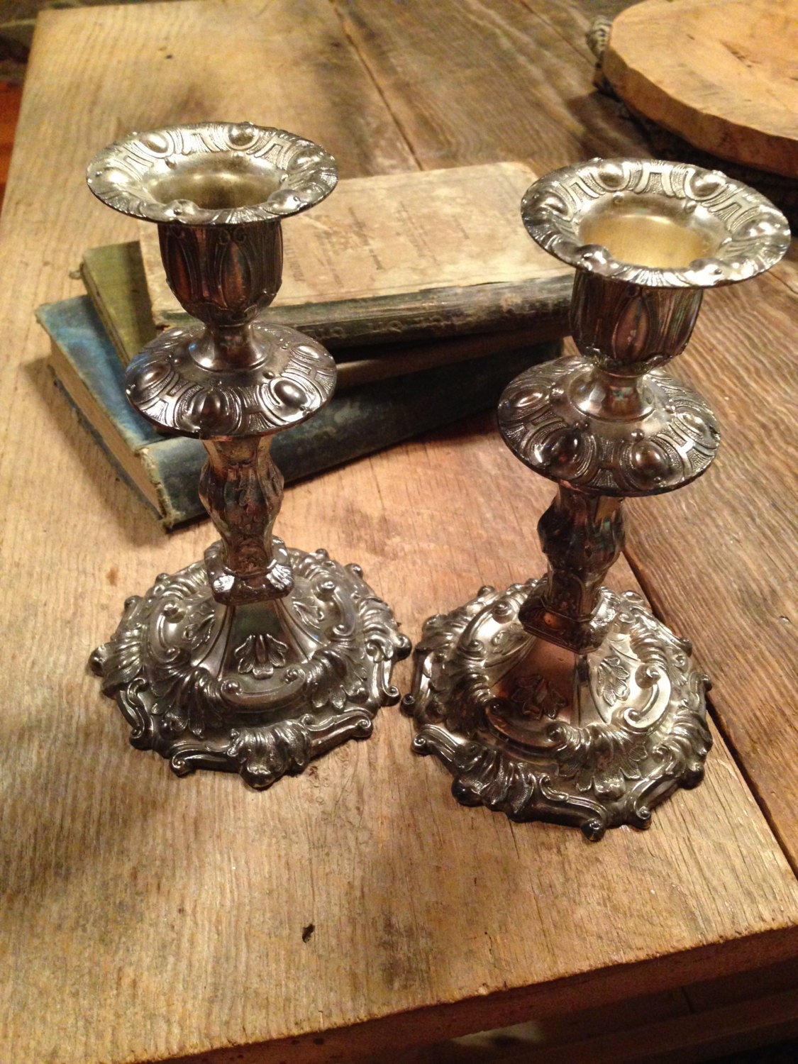 Ornate Silver Candlestick Holders Mid Century Silver Plated