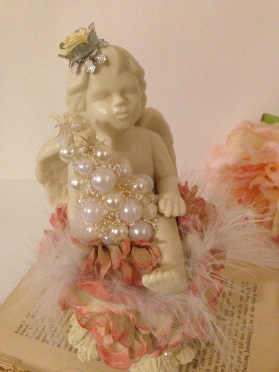 Valentine Crowned Angel Figurine Shabby Chic Angel