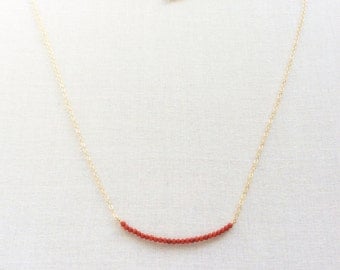 Red Coral Necklace - Coral Necklace - Tiny Coral Necklace - Gold Coral Necklace - Coral jewelry - Red Coral - Red Coral Bead Necklace