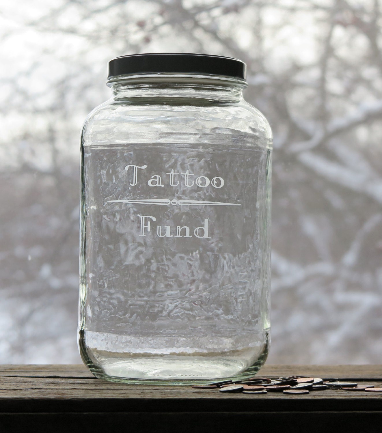 Tattoo Fund Jar Etched Jar Gallon Jar with Lid