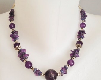 Amethyst necklace Gemstone necklace Purple necklace