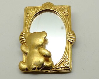 Vintage Teddy Bear with Mirror-signed JJ