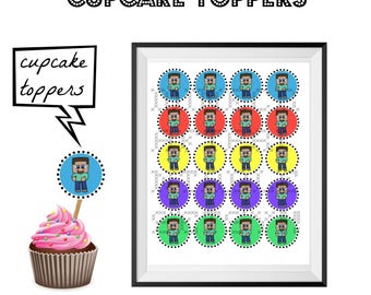 INSTANT DOWNLOAD mine craft-style cupcake toppers, birthday party, printable, STEVE