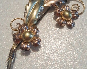Vintage Van Dell Gold Filled Over Sterling Flower Pin Brooch