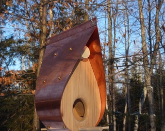 Copper and Cedar Bird Feeder - Teardrop