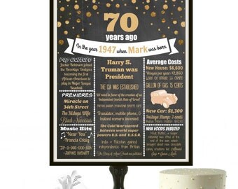 70th Birthday Chalkboard Sign, 1947 Birthday Poster, Personalized 70 Birthday Decorations, 70 birthday gifts, Milestone Birthday, PRINTABLE