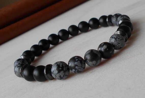 Black Bead Bracelet Mens Bracelet Shungite Bracelet Beaded 0219