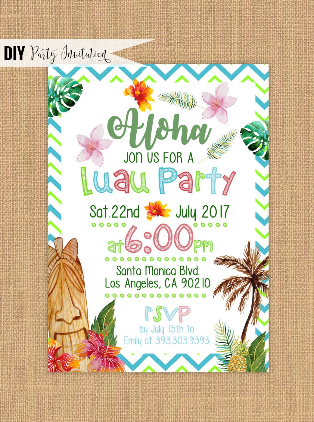 Hawaiian Party Invitations Free Printable 3