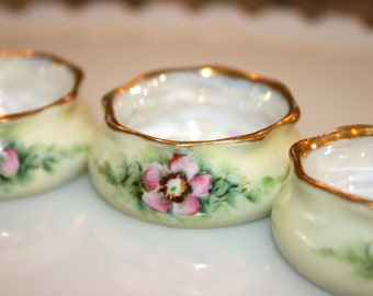 Czecho-Slovakia Salt Cellars//Set of 8//Hand Painted Salt Cellars//Vintage Salt Cellars