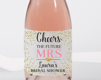 Mini Champagne Bottle Labels Bridal Shower Favor
