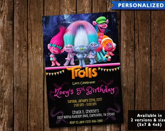 Trolls Birthday Invitation - Trolls Invitation - Trolls Birthday Invite (Digital File Download)