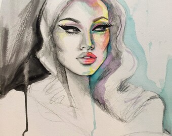 Original watercolor fashion illustration