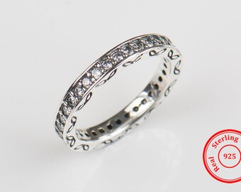 Beautiful Classic 925 Sterling Silver Ring, Vintage Round Rings, Wedding Rings, Stackable Ring, Simple Solitaire Rings, Woman Gifts - SR13