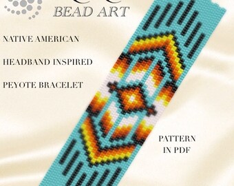 Peyote pattern for bracelet - Native American headband inspired peyote bracelet pattern PDF instant download