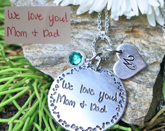 Handwriting necklace, Actual Handwriting Jewelry, Long Quote can be added, handwritten pendant signature necklace personalized gift memorial
