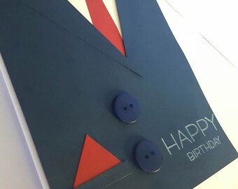 Suit Greeting Card, Handmade Card, Birthday Card, Retirement Card, Father's Day Card